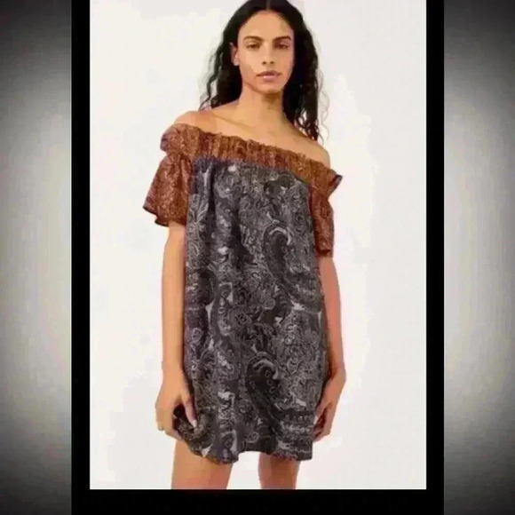 Free People Women's Sophie Printed Swing Dress Navy Size X-Small - Picture 1 of 5